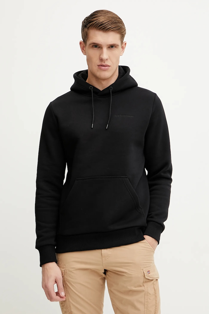 Peak Performance bluza barbati, culoarea negru, cu glugă, neted Peak Performance bluza barbati, culoarea negru, cu glugă, neted