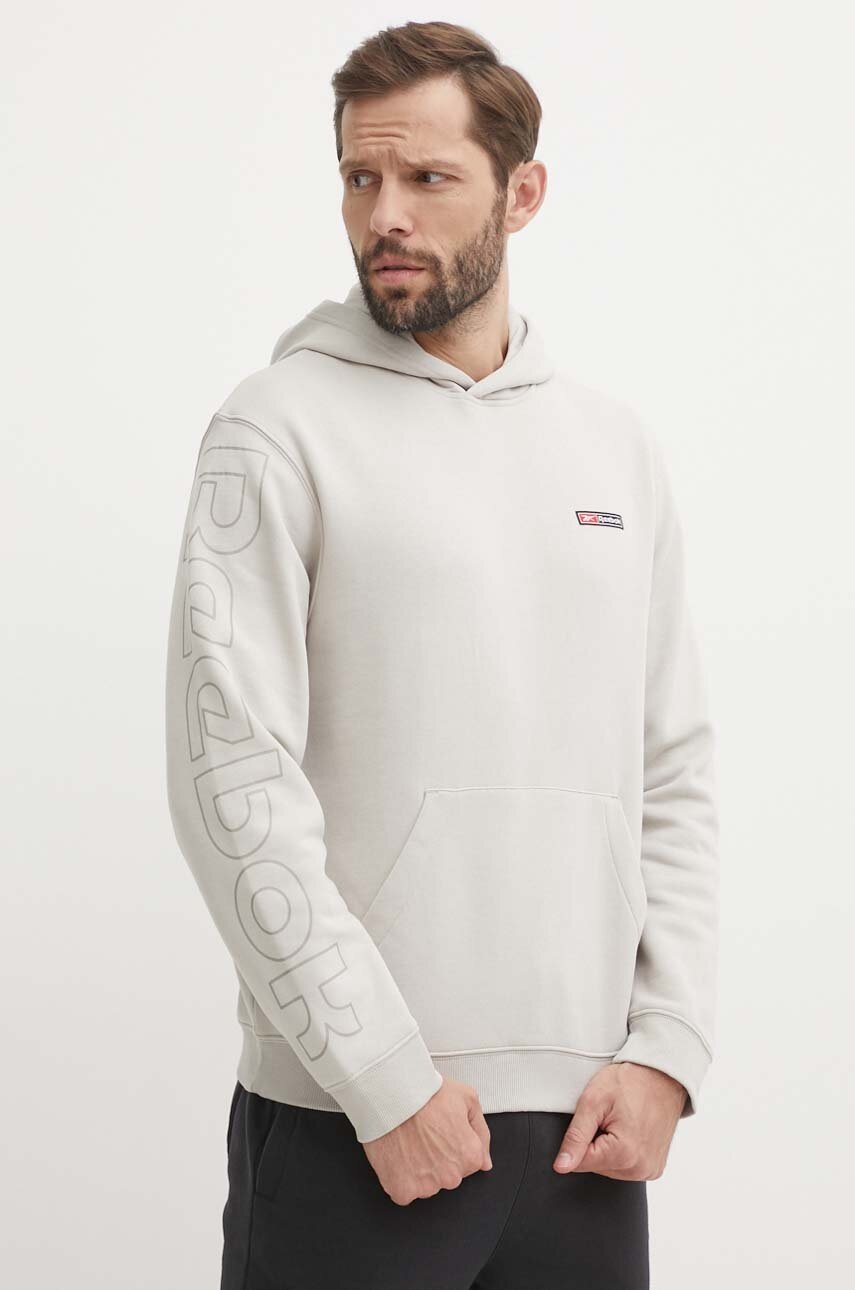 

Суичър Reebok в сиво с качулка с принт 100076459, Сив