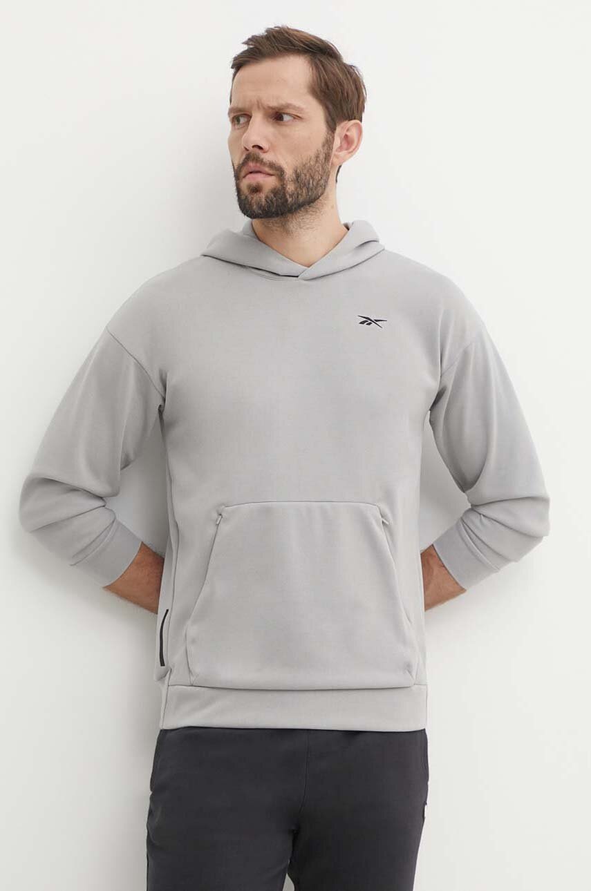 

Суичър Reebok Strength в сиво с качулка с изчистен дизайн 100075762, Сив
