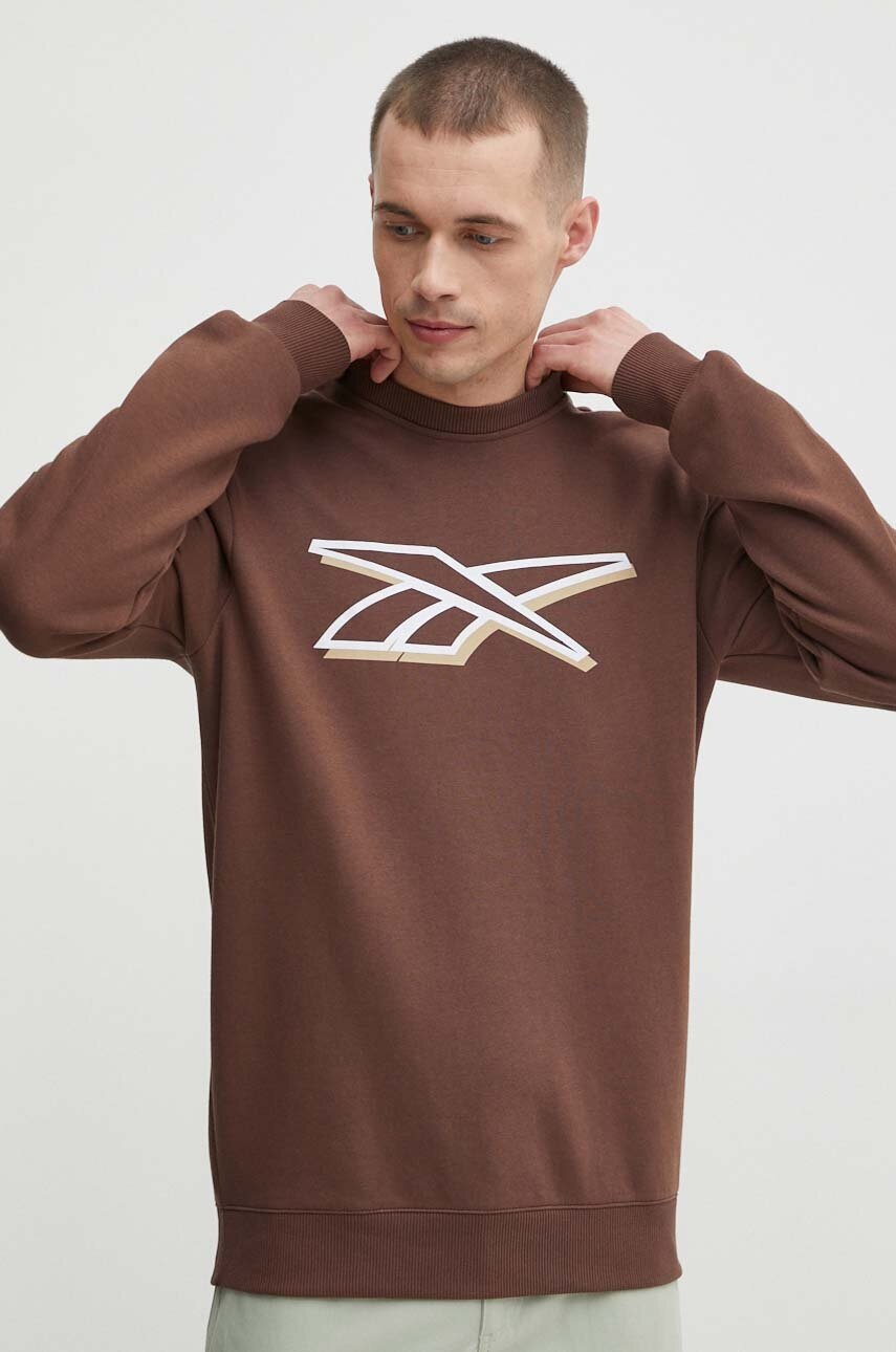 

Суичър Reebok в кафяво с принт 100202412, Кафяв