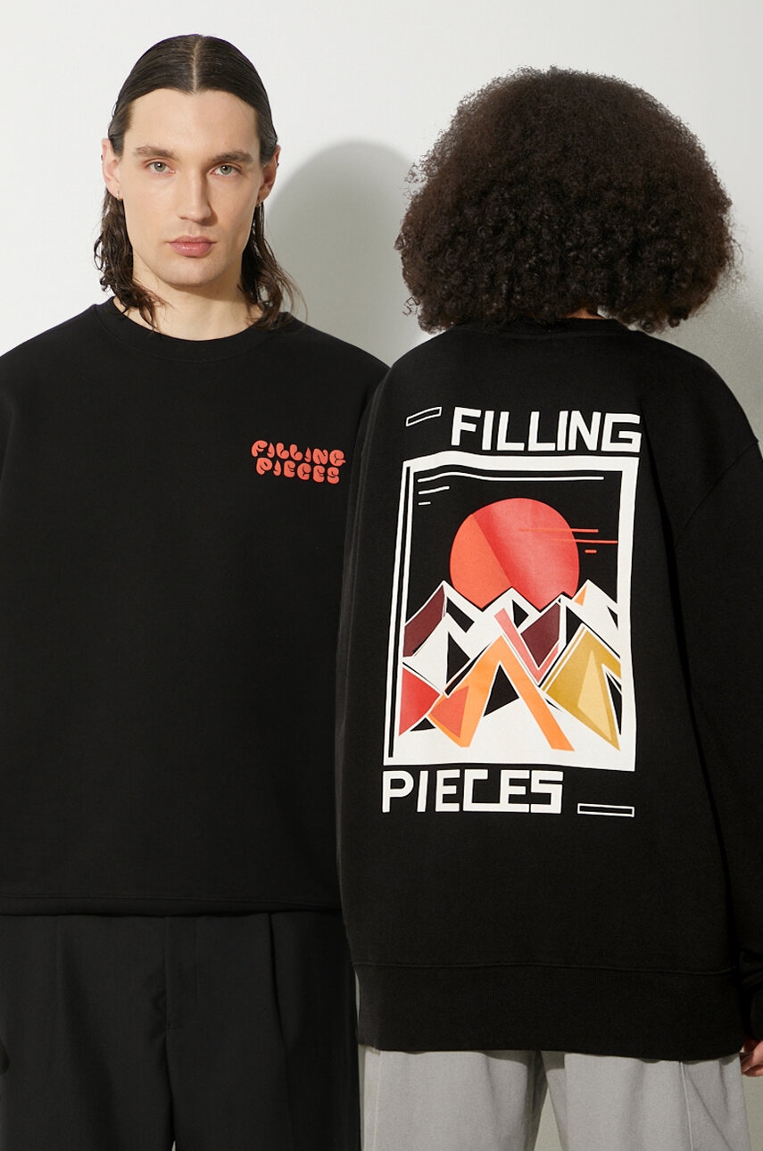 Filling Pieces hanorac de bumbac Sunset culoarea negru, cu imprimeu, 74517021861
