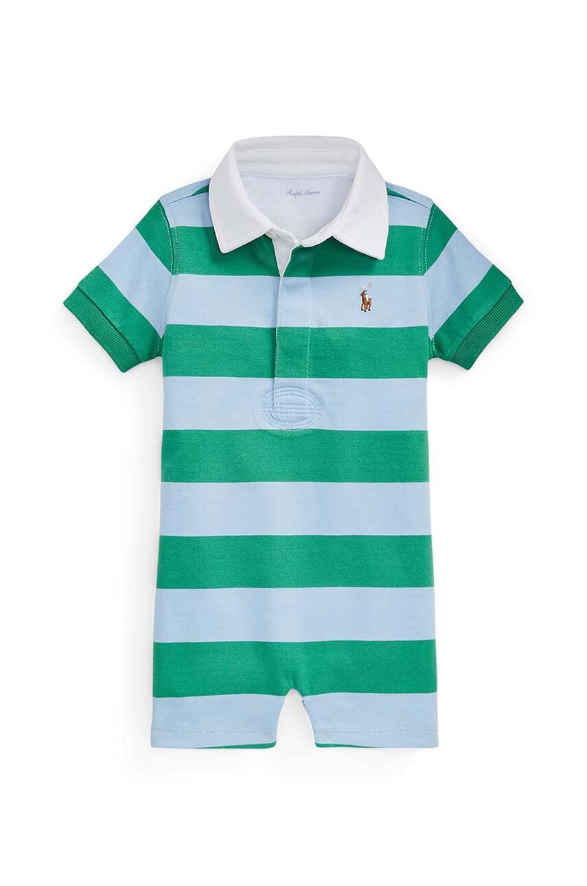 

Бебешки памучен къс гащеризон Polo Ralph Lauren, Зелен