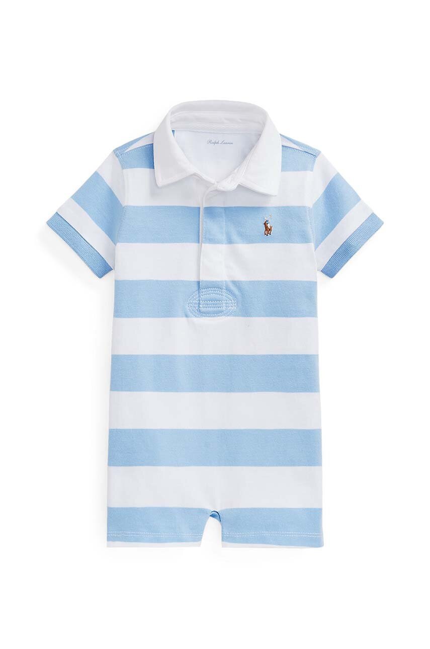 

Бебешки памучен къс гащеризон Polo Ralph Lauren, Син