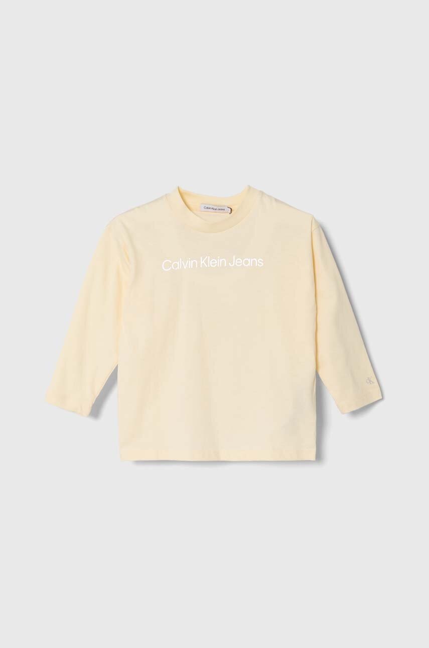 

Детска блуза с дълги ръкави Calvin Klein Jeans в бежово с принт, Бежов