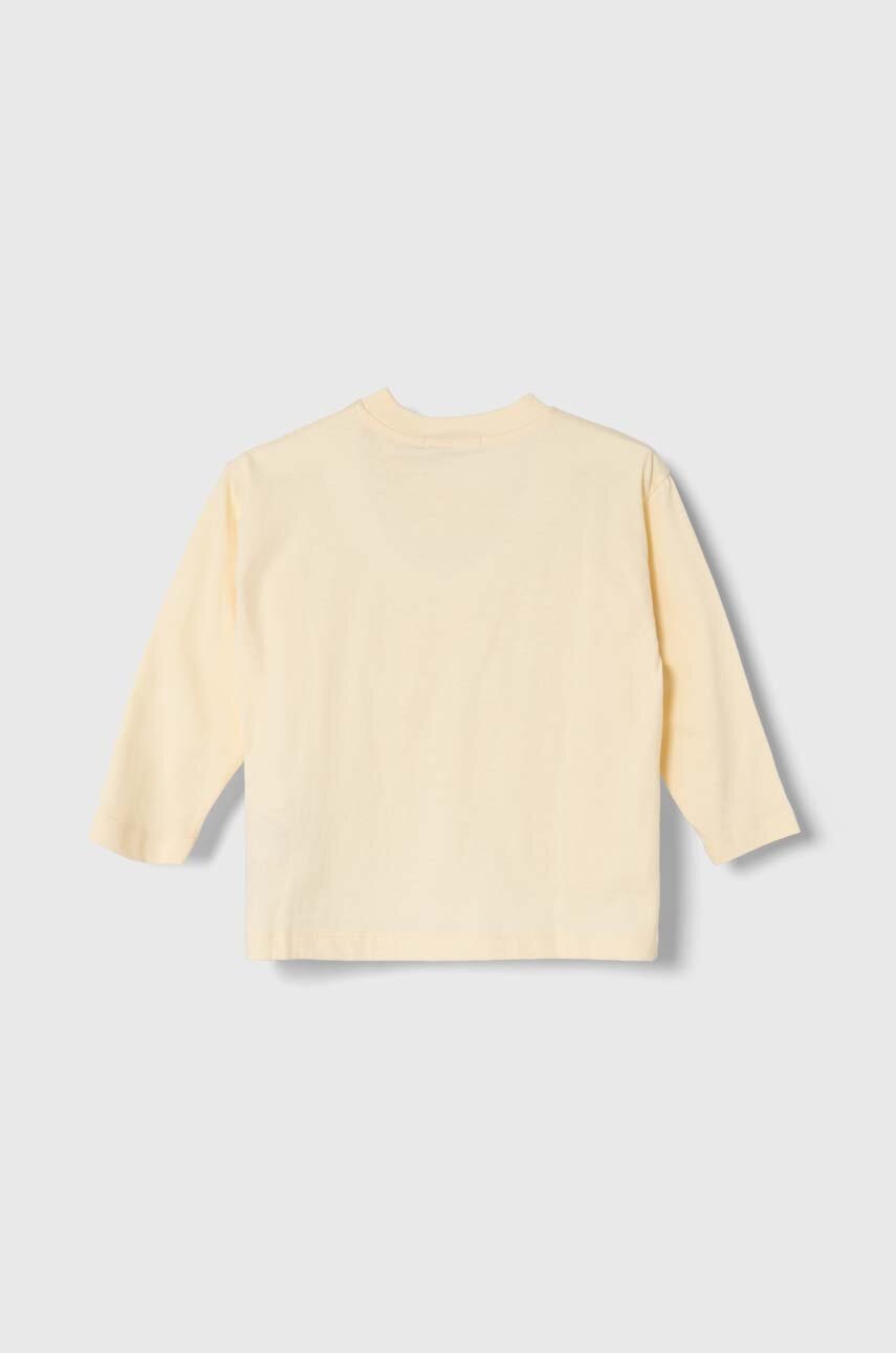 Хлопковый детский лонгслив Calvin Klein Jeans цвет бежевый с принтом