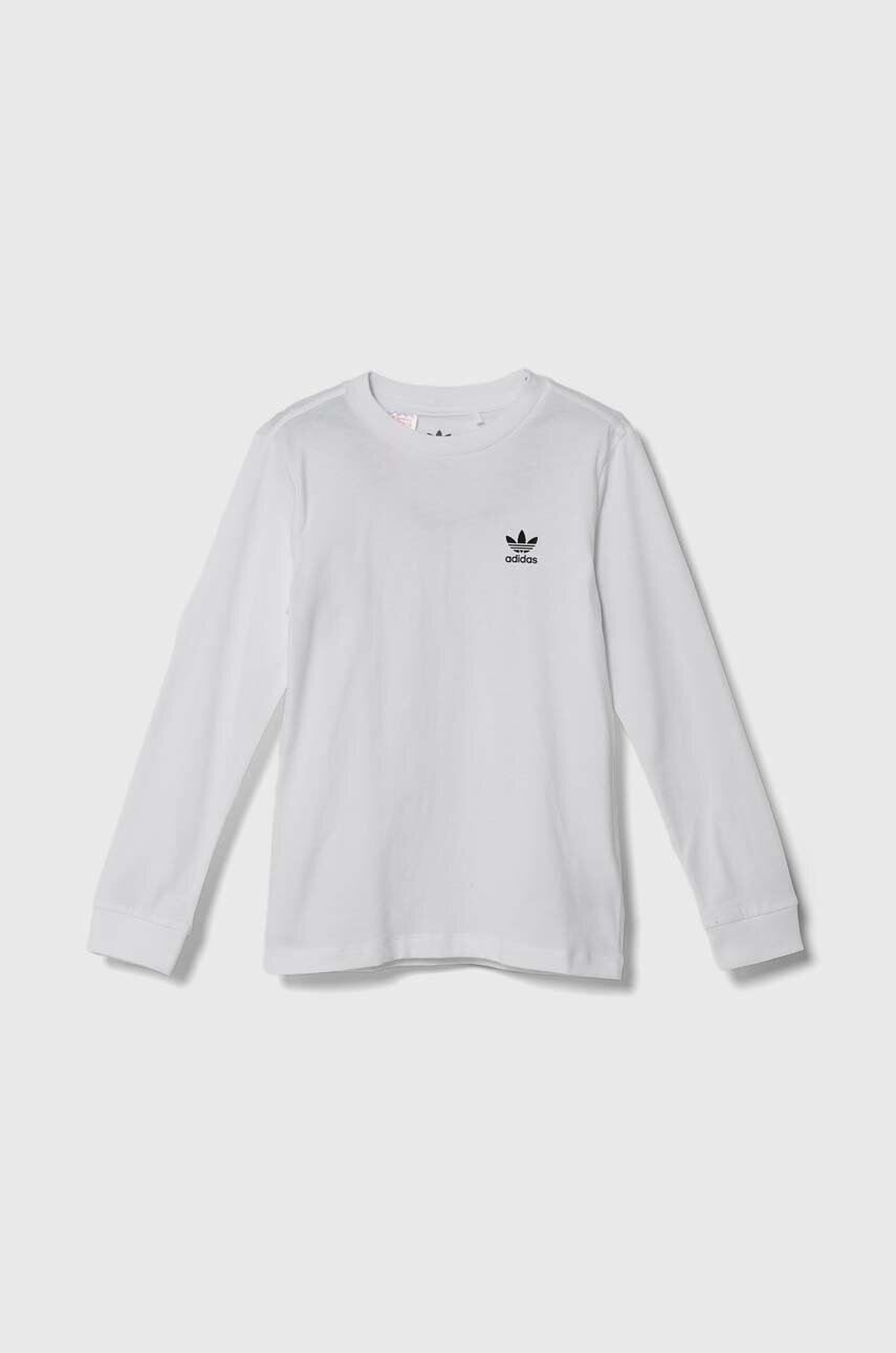 Levně Dětská bavlněná košile s dlouhým rukávem adidas Originals bílá barva