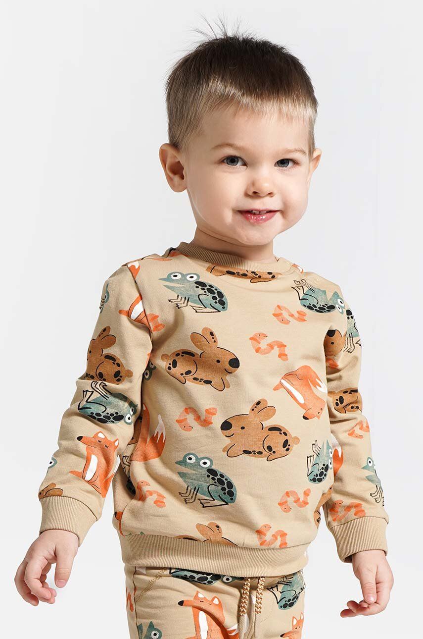 Dětské tričko s dlouhým rukávem Coccodrillo béžová barva
