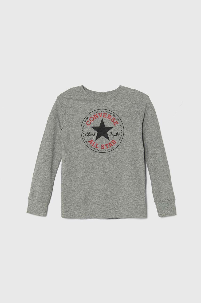 Converse longsleeve din bumbac culoarea gri, cu imprimeu