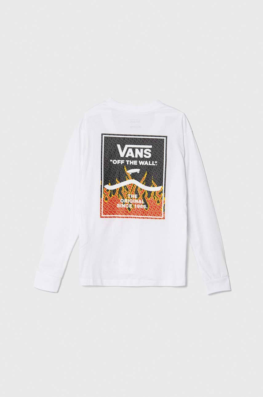 Levně Dětské bavlněné tričko s dlouhým rukávem Vans PRINT BOX 2.0 LS BOYS bílá barva, s potiskem