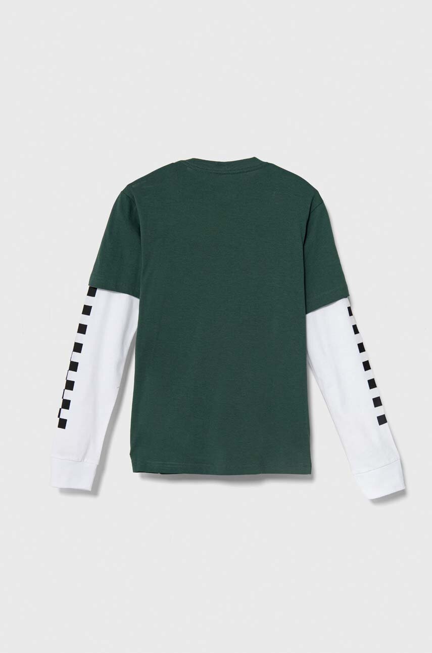 Хлопковый детский лонгслив Vans BY LONG CHECK TWOFER BOYS цвет зелёный с принтом Хлопковый детский лонгслив Vans BY LONG CHECK TWOFER BOYS цвет зелёный с принтом