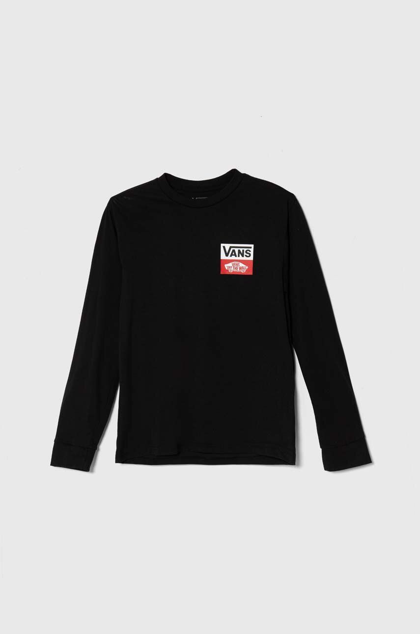 E-shop Dětská bavlněná košile s dlouhým rukávem Vans OG LOGO LS černá barva, s potiskem