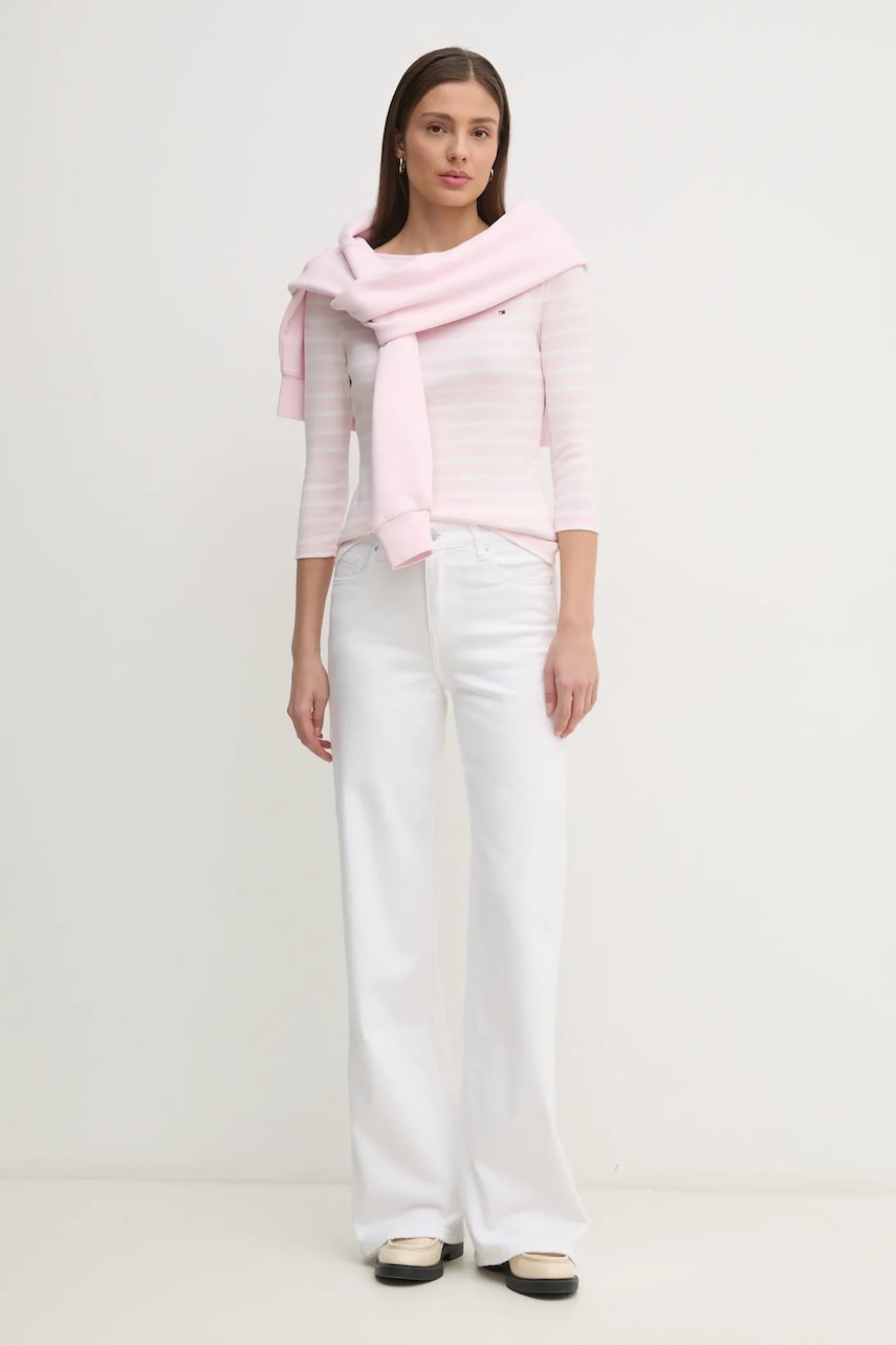 Хлопковый лонгслив Tommy Hilfiger цвет чёрный WW0WW40589 Хлопковый лонгслив Tommy Hilfiger цвет чёрный WW0WW40589