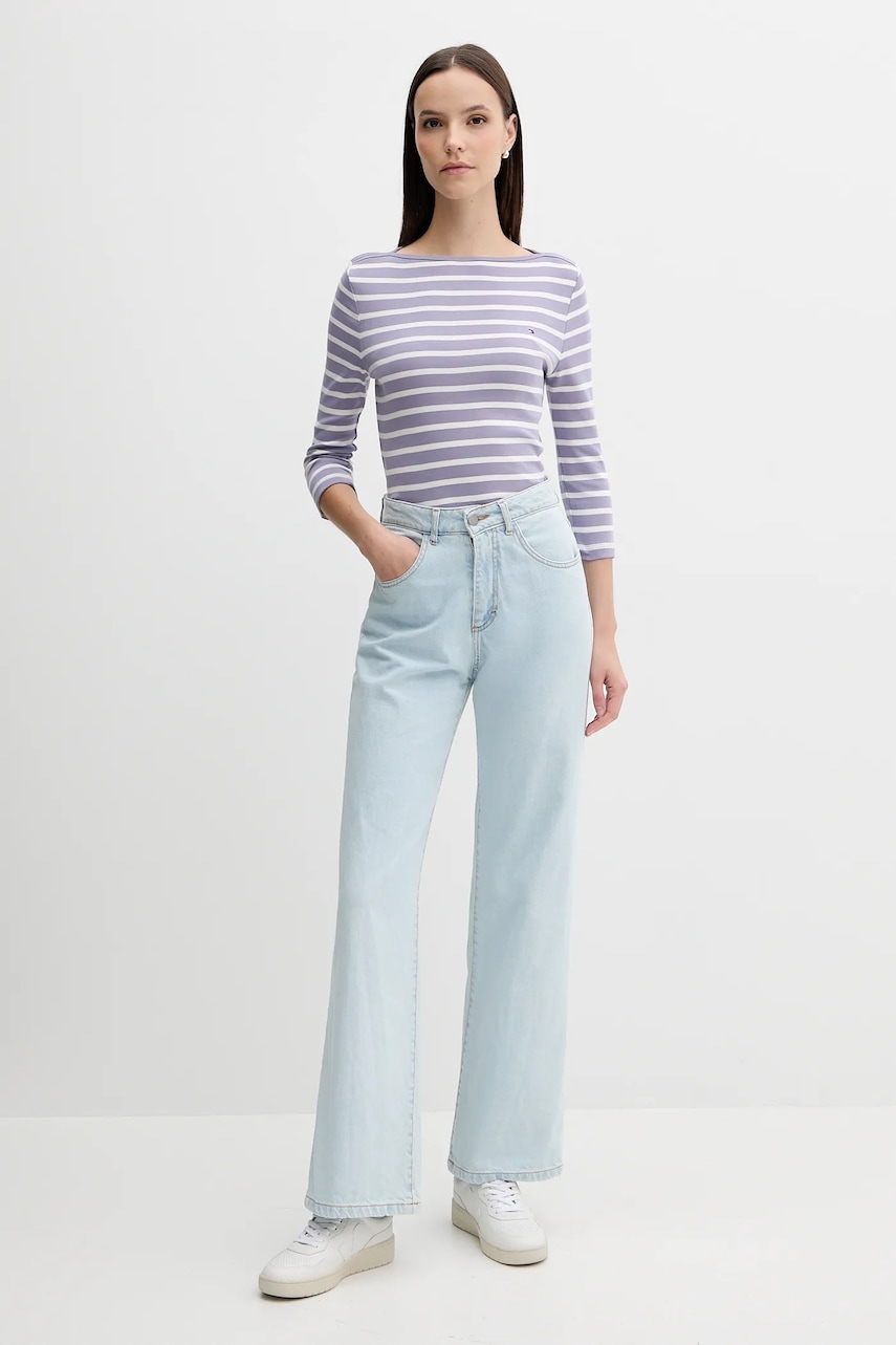 Хлопковый лонгслив Tommy Hilfiger цвет чёрный WW0WW40589 Хлопковый лонгслив Tommy Hilfiger цвет чёрный WW0WW40589
