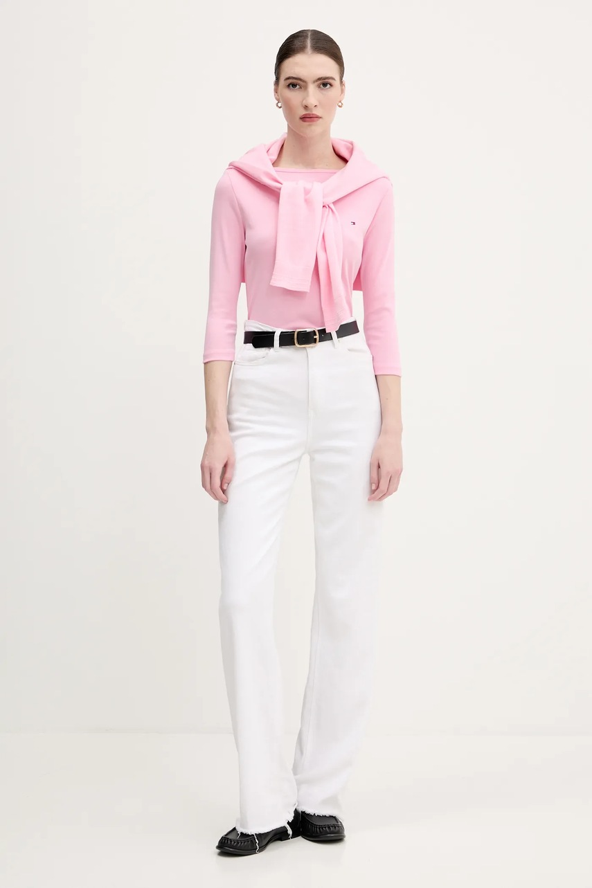 Хлопковый лонгслив Tommy Hilfiger цвет чёрный WW0WW40589