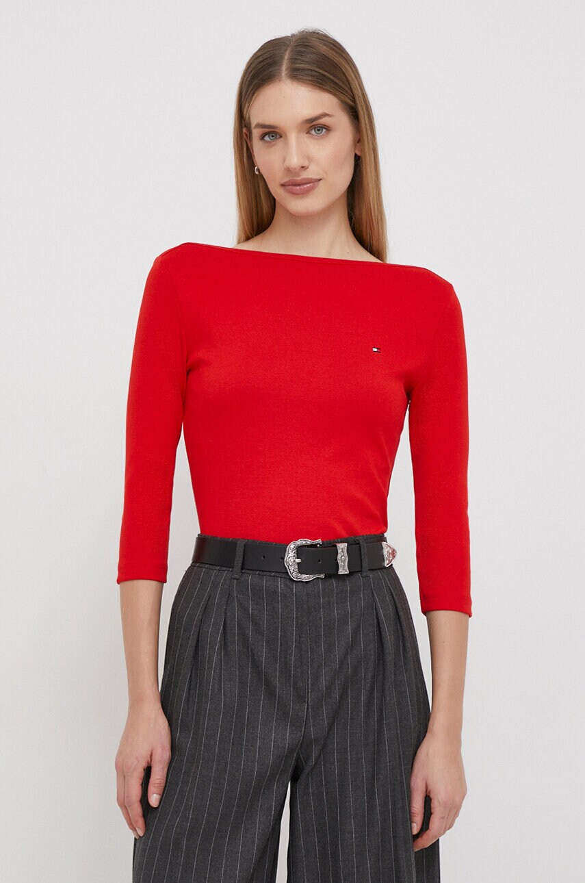 

Хлопковый лонгслив Tommy Hilfiger цвет красный