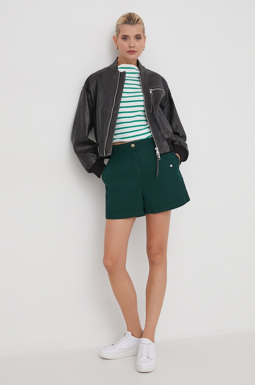 Βαμβακερή μπλούζα με μακριά μανίκια Tommy Hilfiger χρώμα: πράσινο φωτογραφία