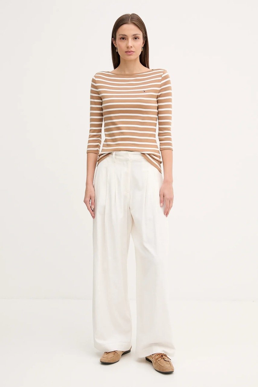 Хлопковый лонгслив Tommy Hilfiger цвет чёрный WW0WW40589