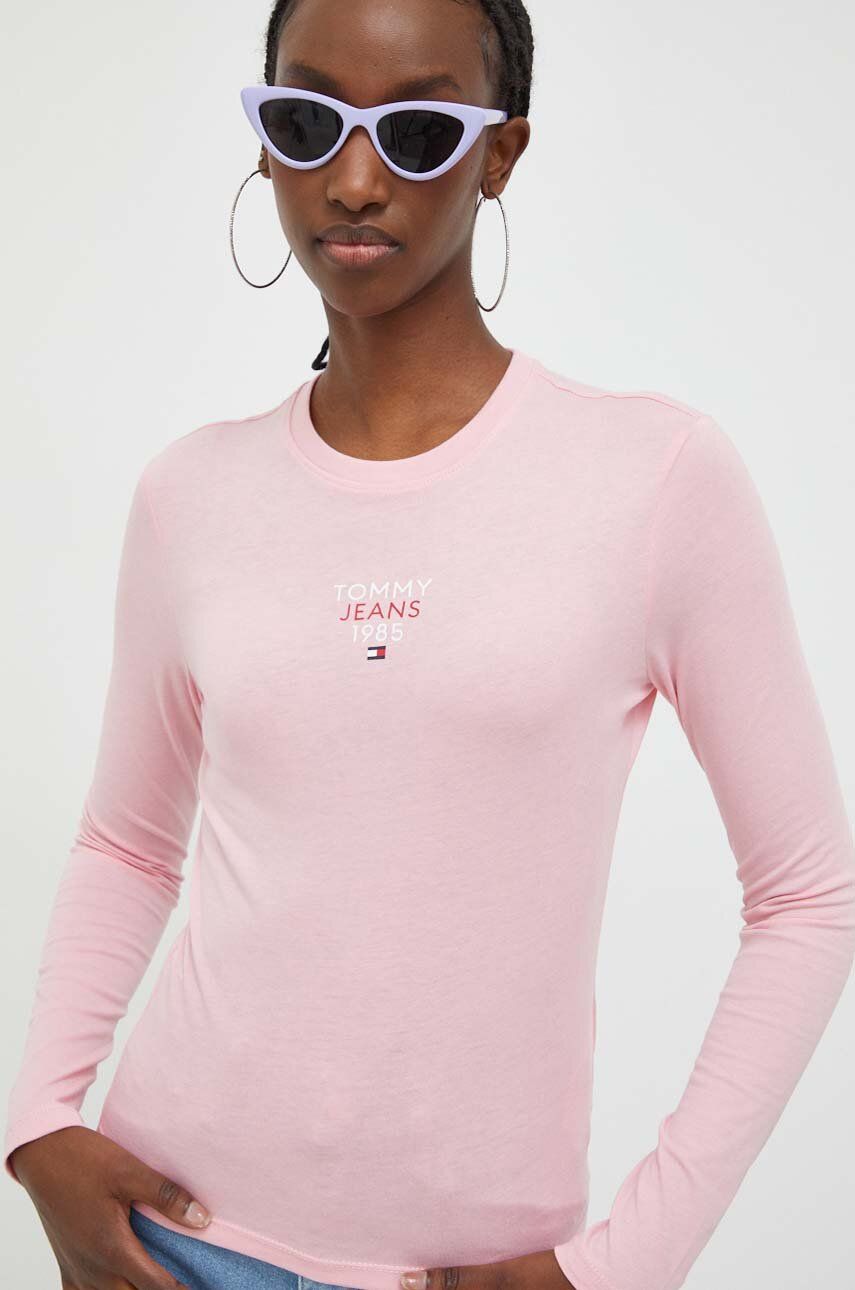 Tommy Jeans longsleeve femei, culoarea roz DW0DW17358