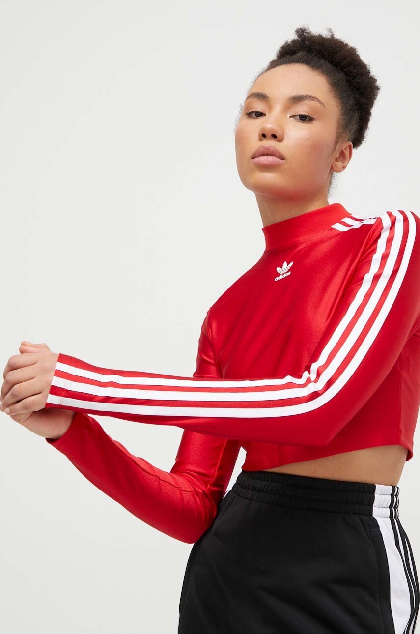 adidas Originals longsleeve femei, culoarea rosu, cu turtleneck