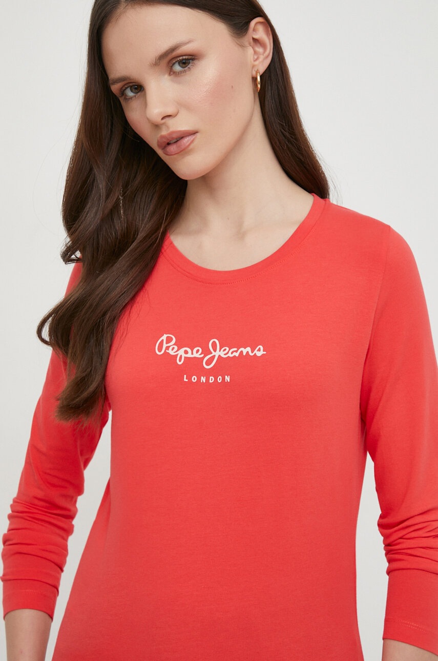 Pepe Jeans longsleeve femei, culoarea rosu