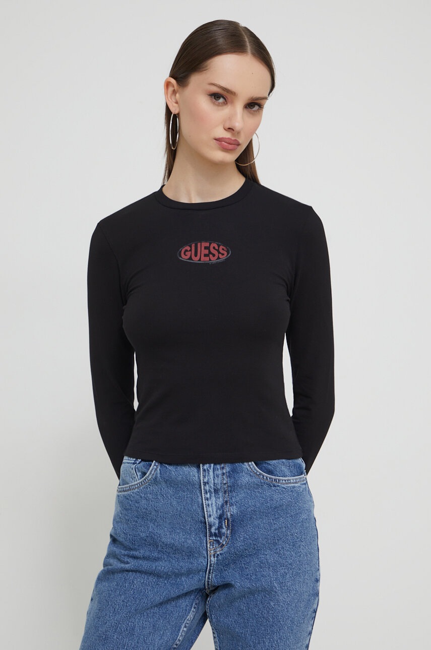 

Блуза с дълги ръкави Guess Originals в черно, Черен