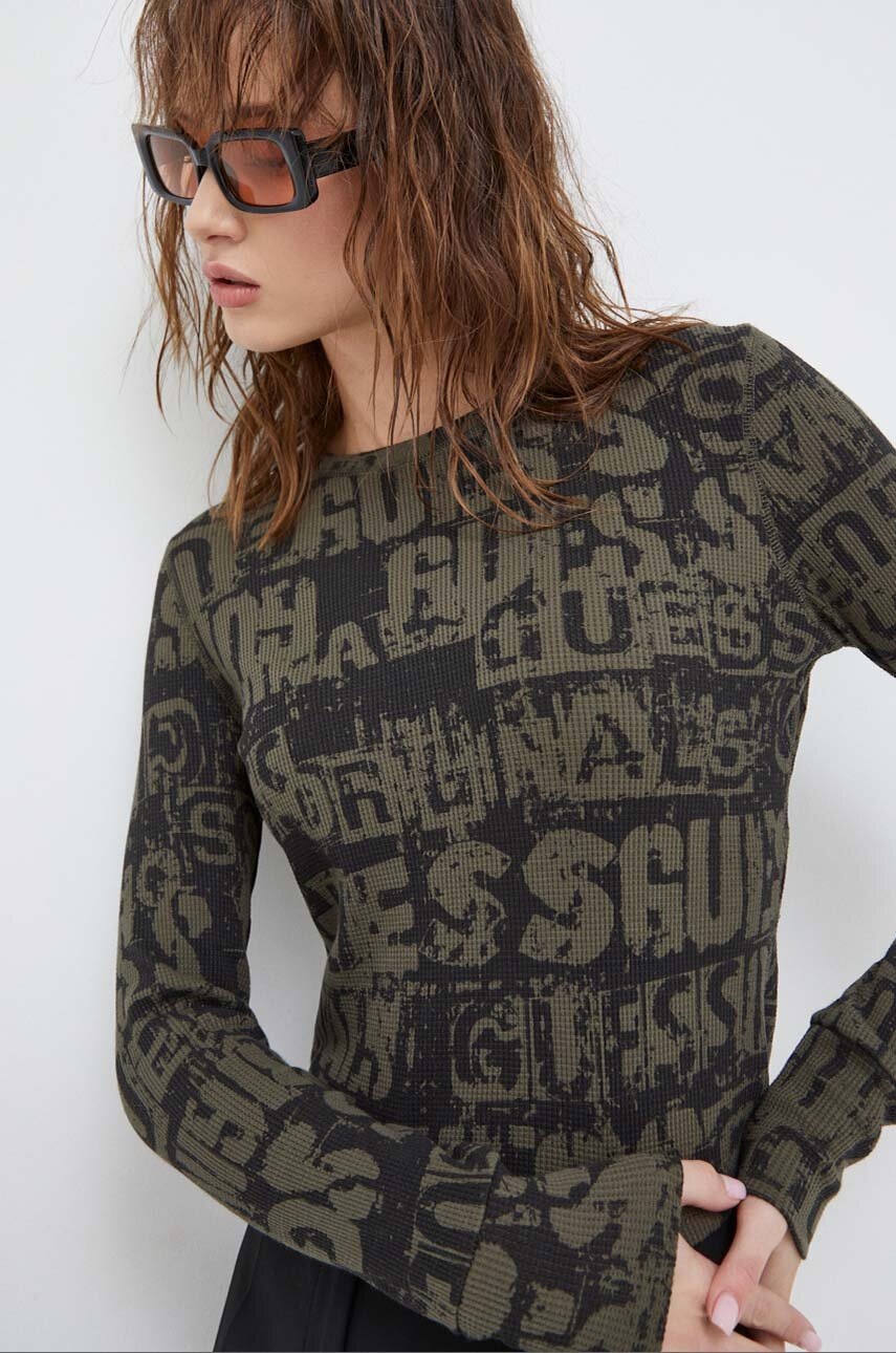 

Лонгслив Guess Originals женский цвет зелёный