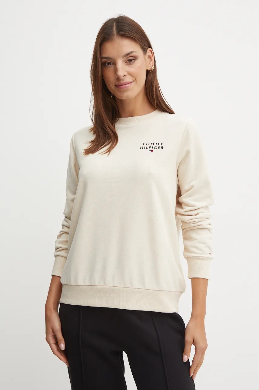 

Домашен суичър Tommy Hilfiger в бежово с изчистен дизайн UW0UW04521, Бежов