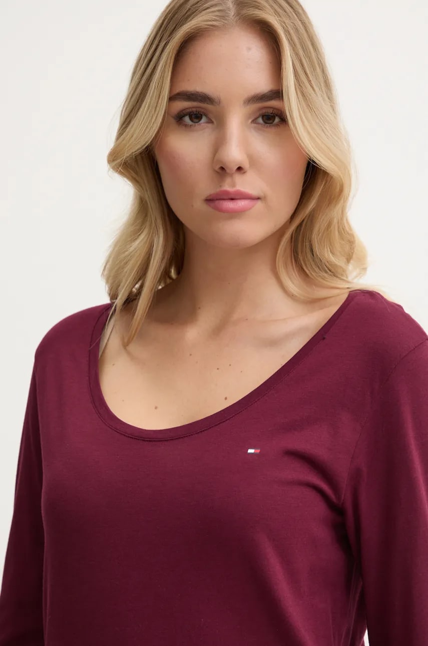 Лонгслив лаунж Tommy Hilfiger цвет бордовый UW0UW05228 Лонгслив лаунж Tommy Hilfiger цвет бордовый UW0UW05228