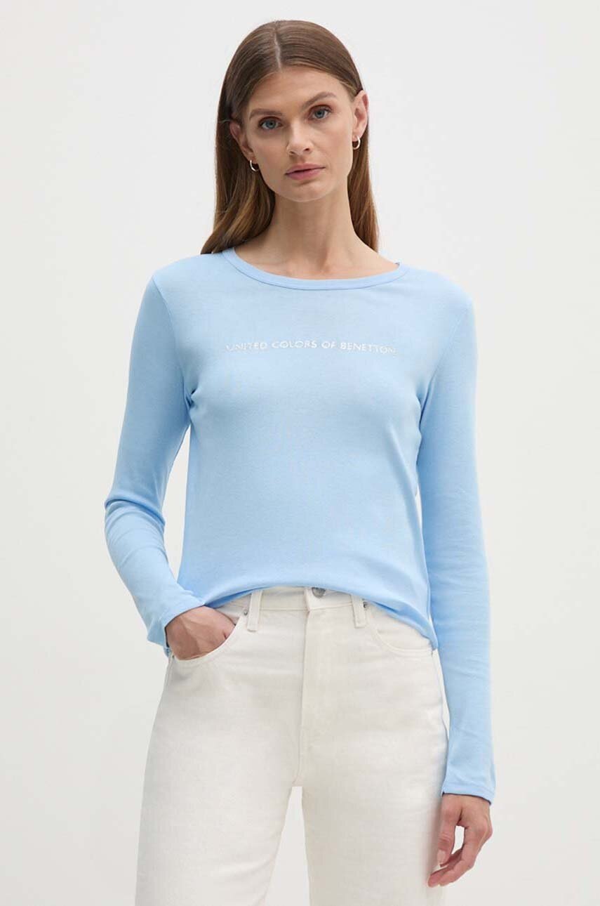

Памучна блуза с дълги ръкави United Colors of Benetton в синьо, Син