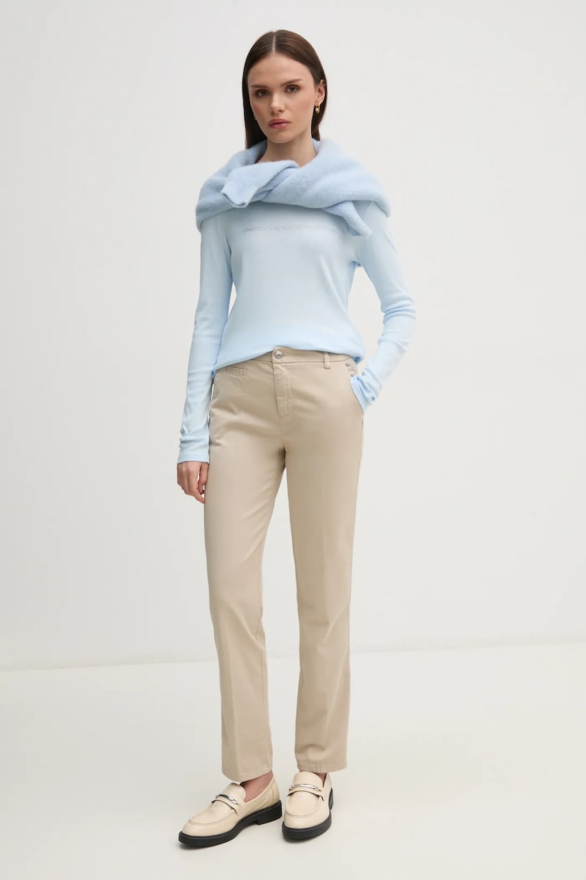 Хлопковый лонгслив United Colors of Benetton цвет фиолетовый 3GA2E16G0 Хлопковый лонгслив United Colors of Benetton цвет фиолетовый 3GA2E16G0