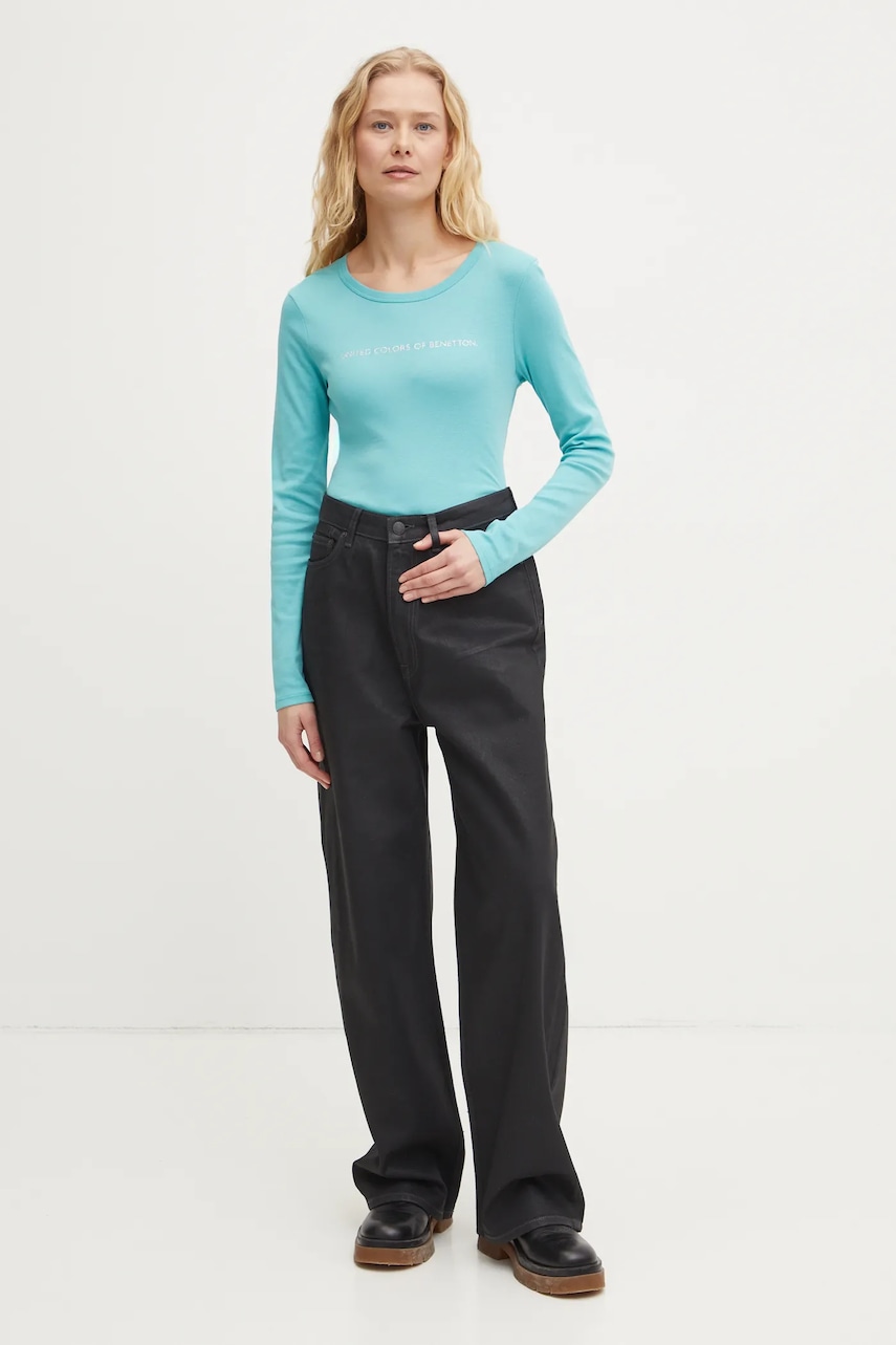 Хлопковый лонгслив United Colors of Benetton цвет фиолетовый 3GA2E16G0 Хлопковый лонгслив United Colors of Benetton цвет фиолетовый 3GA2E16G0