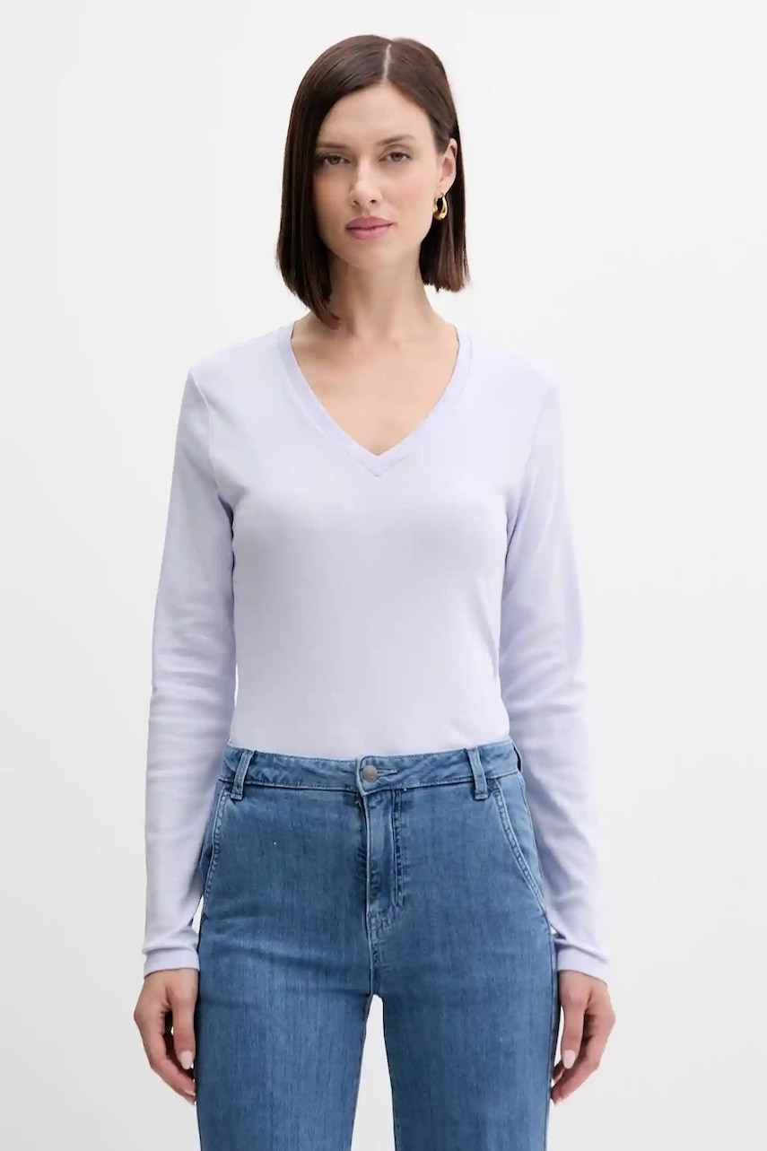 United Colors of Benetton longsleeve din bumbac culoarea verde, 3GA2E4245