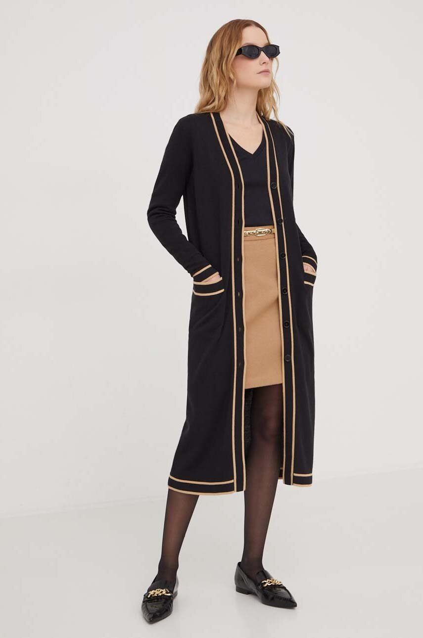 Βαμβακερή μπλούζα με μακριά μανίκια United Colors of Benetton χρώμα: μαύρο φωτογραφία