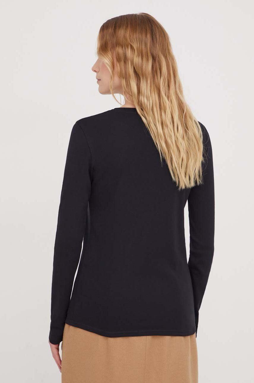 Βαμβακερή μπλούζα με μακριά μανίκια United Colors of Benetton χρώμα: μαύρο φωτογραφία