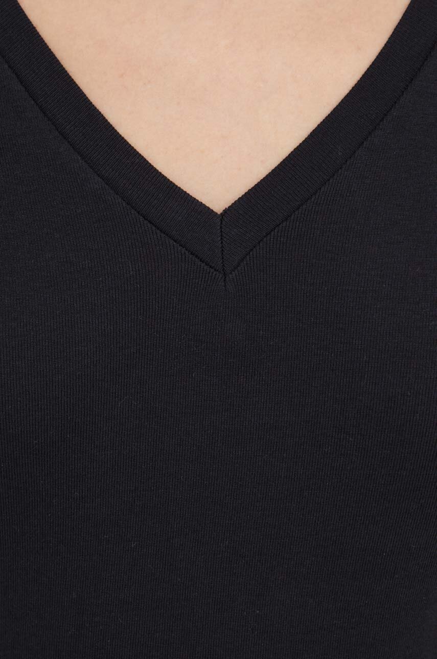 Βαμβακερή μπλούζα με μακριά μανίκια United Colors of Benetton χρώμα: μαύρο φωτογραφία