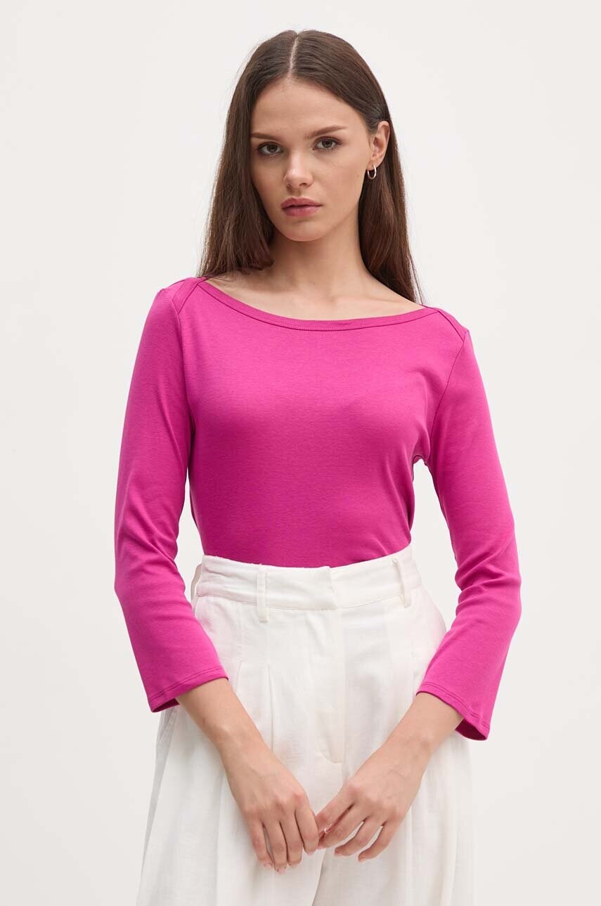 

Памучна блуза с дълги ръкави United Colors of Benetton в лилаво, Виолетов
