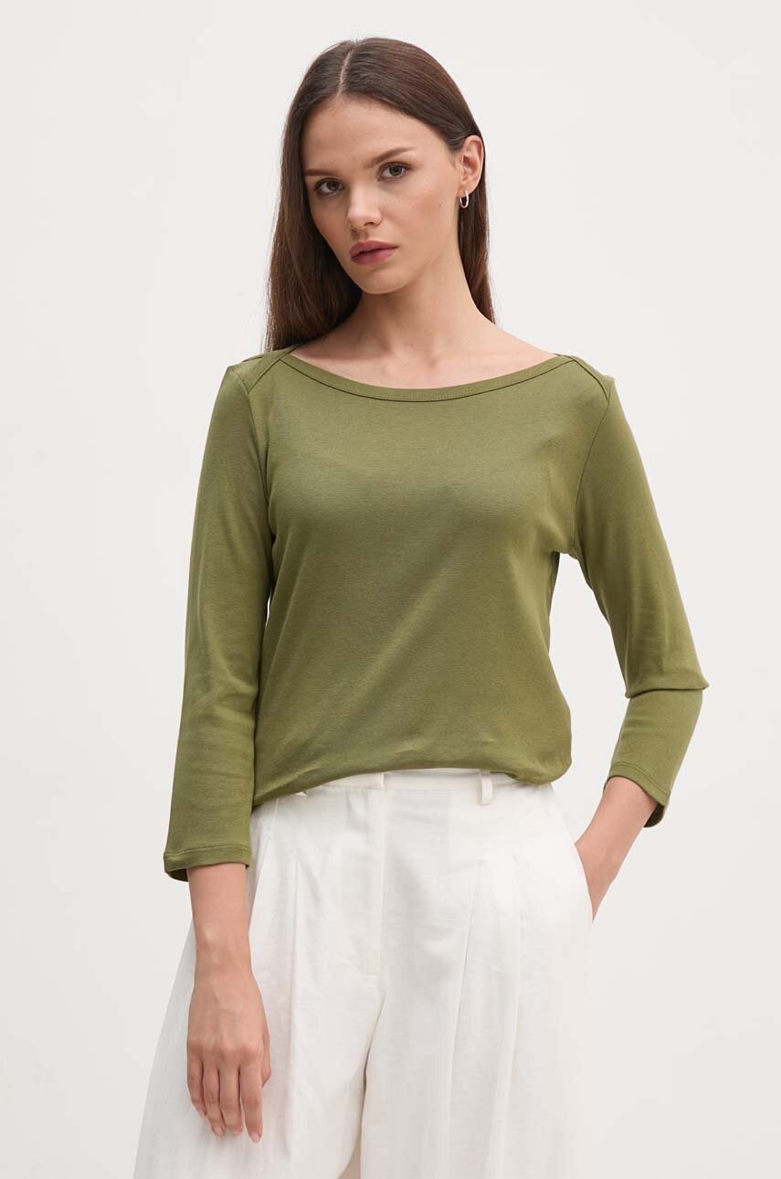 

Памучна блуза с дълги ръкави United Colors of Benetton в зелено, Зелен