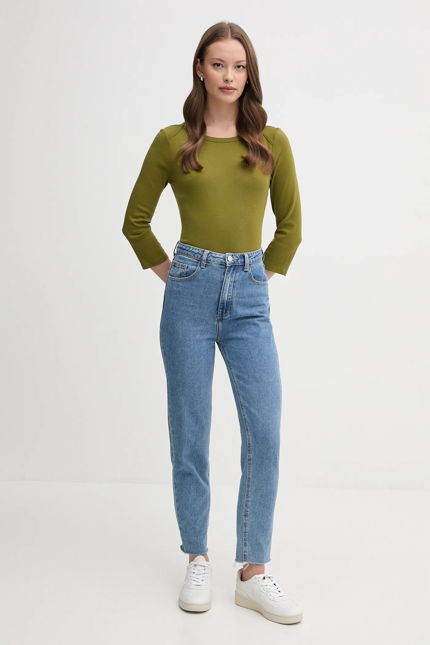 Хлопковый лонгслив United Colors of Benetton цвет розовый 3GA2E16A1