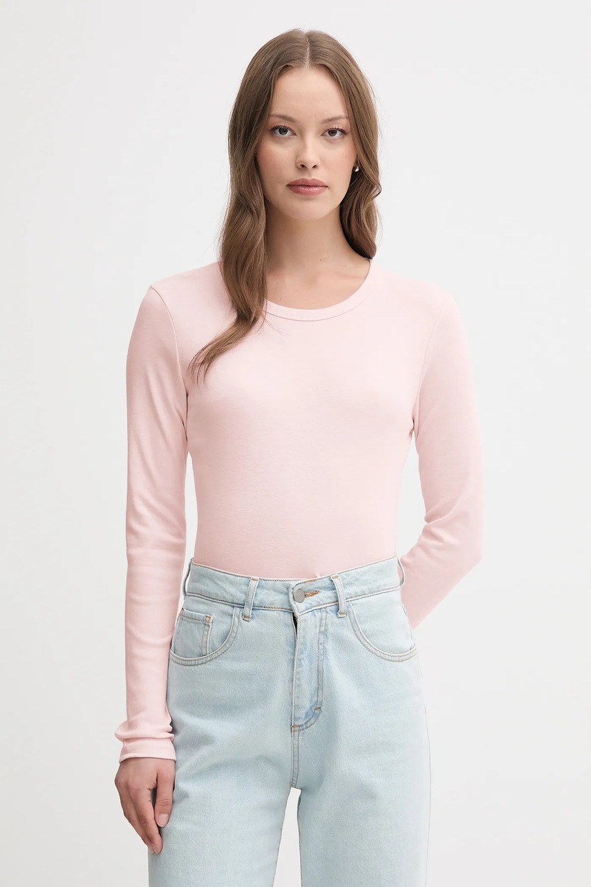 United Colors of Benetton longsleeve din bumbac culoarea roz, 3GA2E16F9