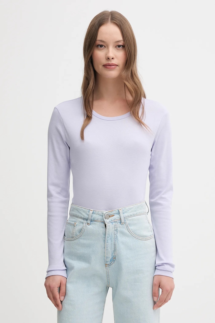 United Colors of Benetton longsleeve din bumbac culoarea roz, 3GA2E16F9