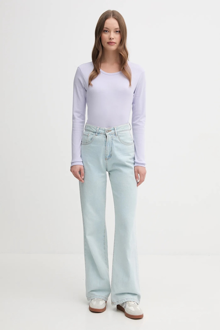 Хлопковый лонгслив United Colors of Benetton цвет розовый 3GA2E16F9