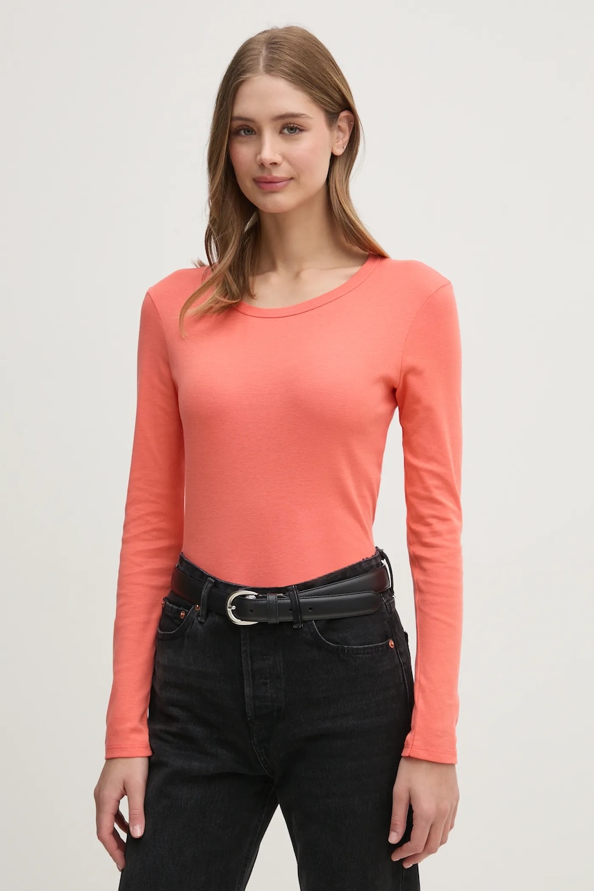United Colors of Benetton longsleeve din bumbac culoarea roz, 3GA2E16F9