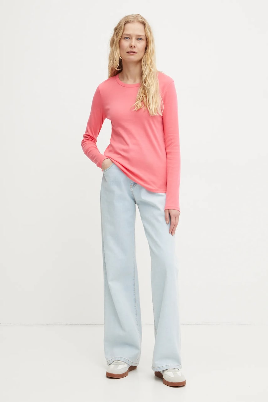 Хлопковый лонгслив United Colors of Benetton цвет розовый 3GA2E16F9 Хлопковый лонгслив United Colors of Benetton цвет розовый 3GA2E16F9