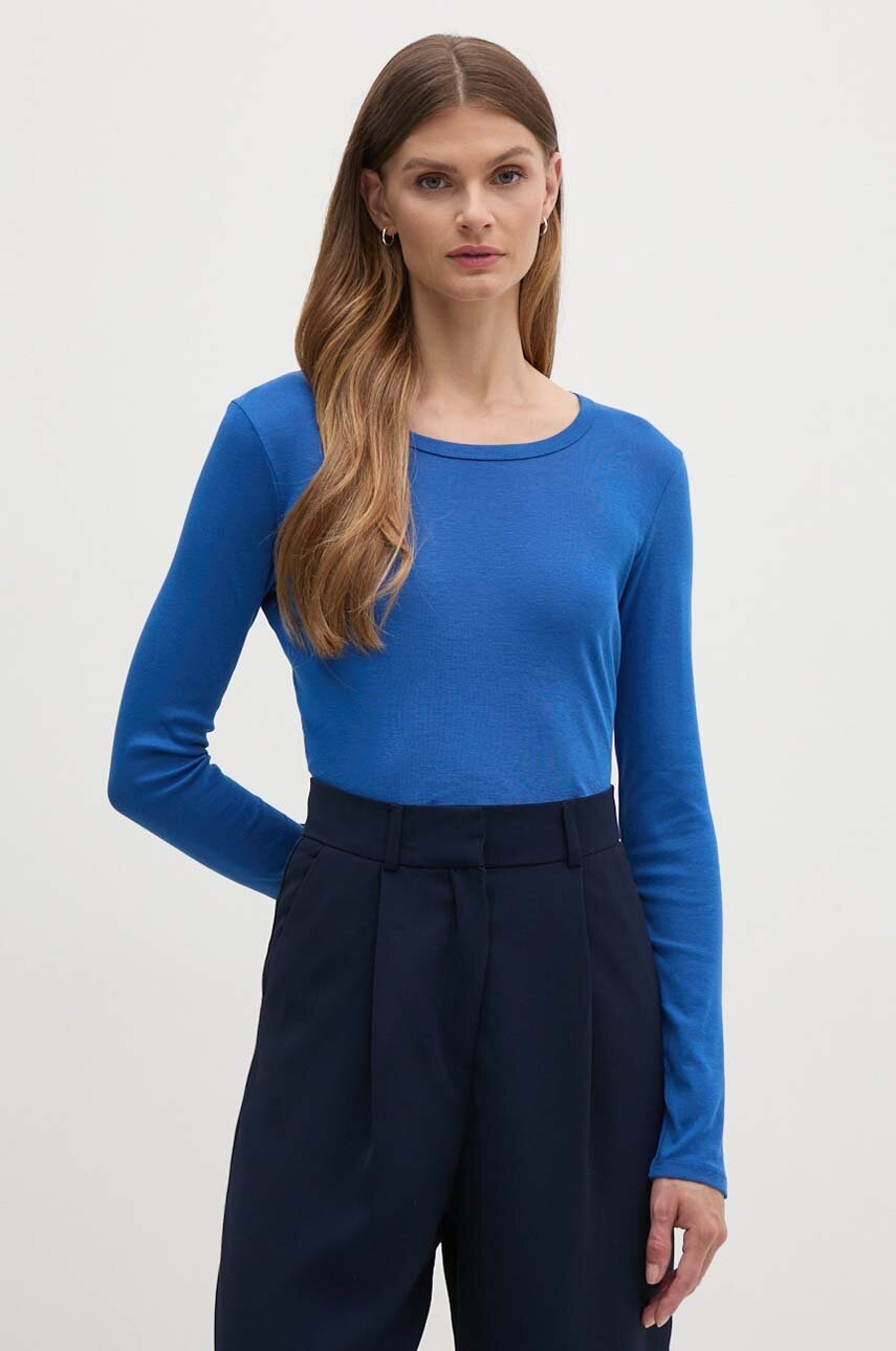 

Памучна блуза с дълги ръкави United Colors of Benetton в синьо, Син