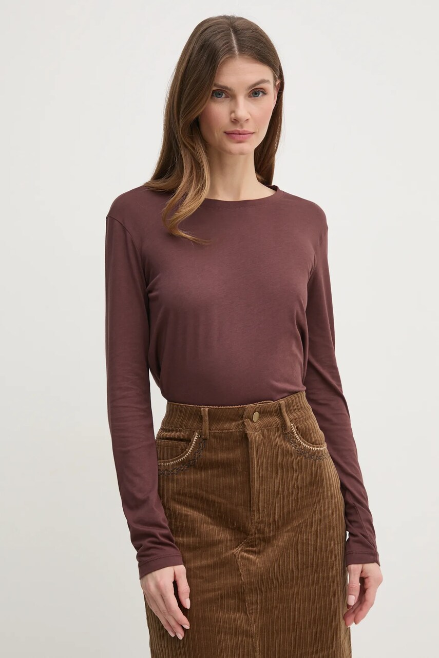 Sisley longsleeve femei, culoarea maro