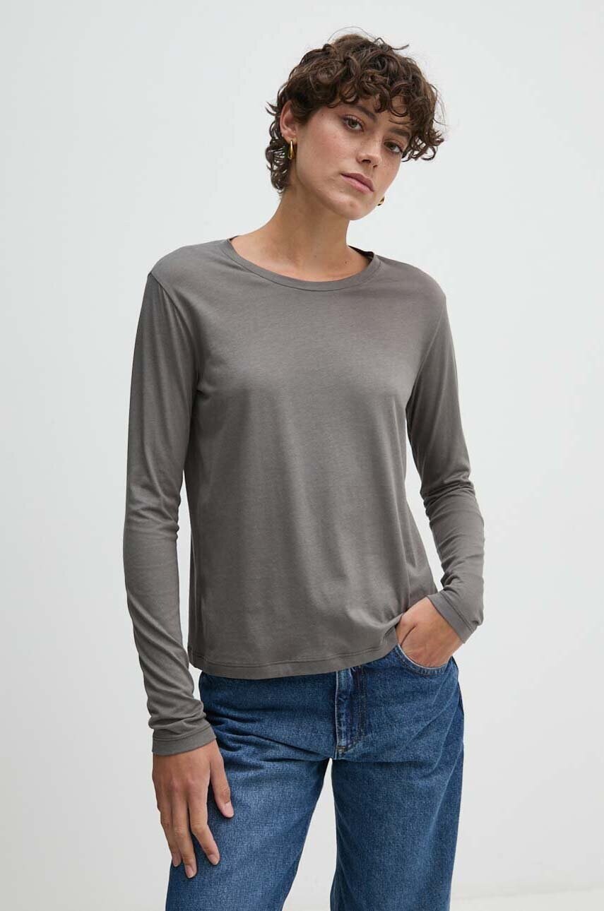 Sisley longsleeve femei, culoarea gri