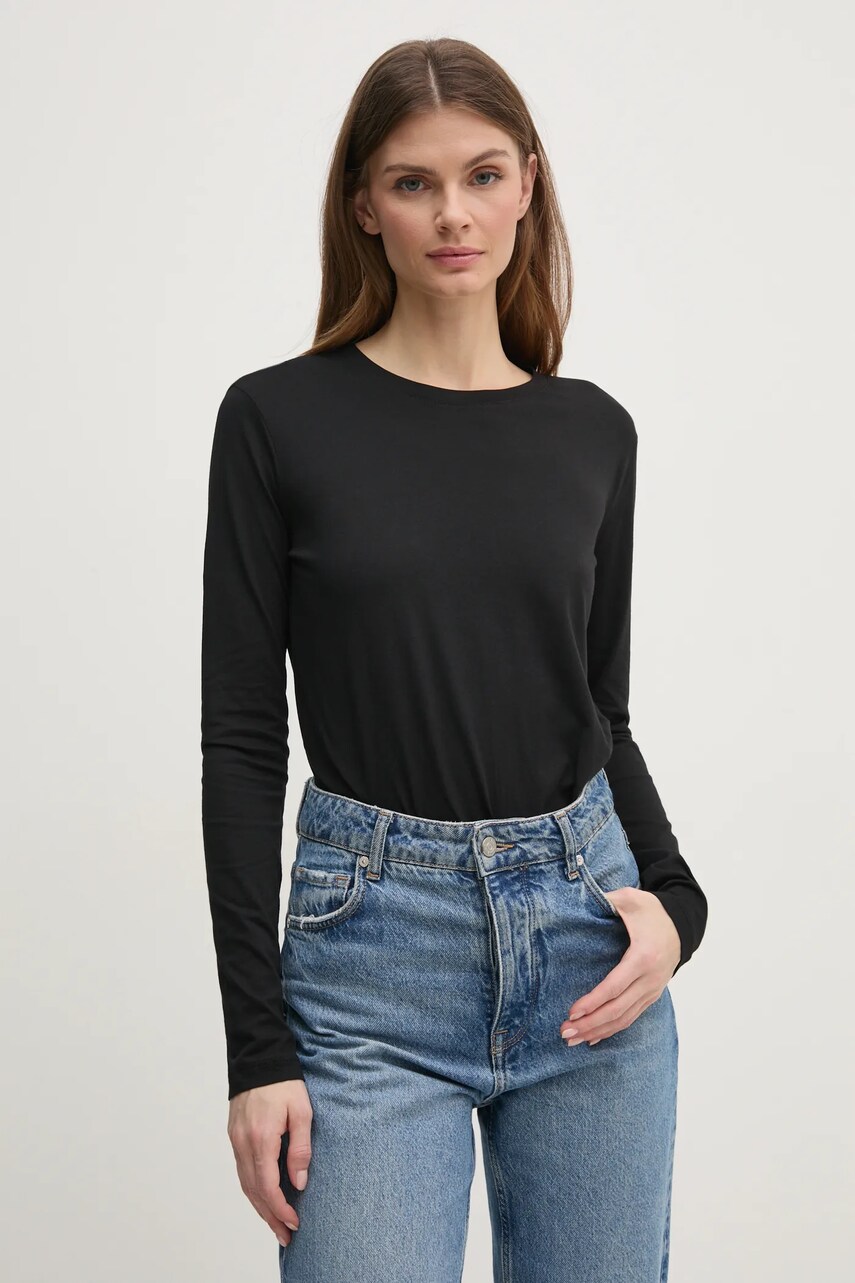 Sisley longsleeve femei, culoarea negru