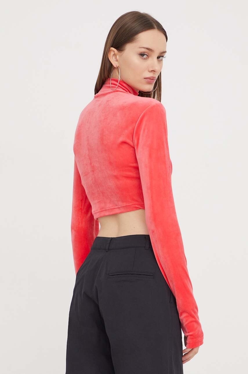 adidas Originals bársony hosszú ujjú félgarbó nyakú, piros, IT7564 termék 2. képe