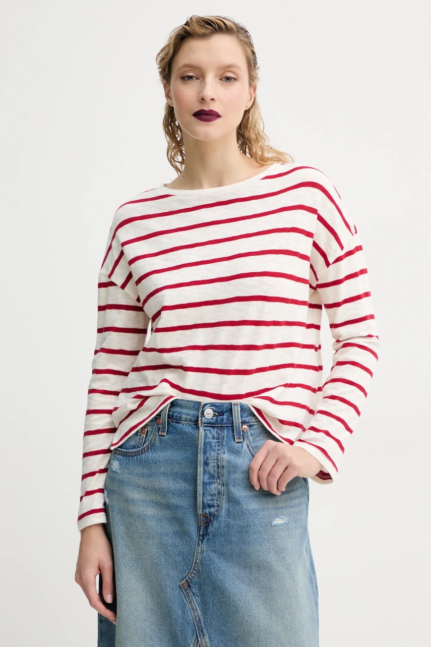 Levi's longsleeve din bumbac culoarea bej Levi's longsleeve din bumbac culoarea bej