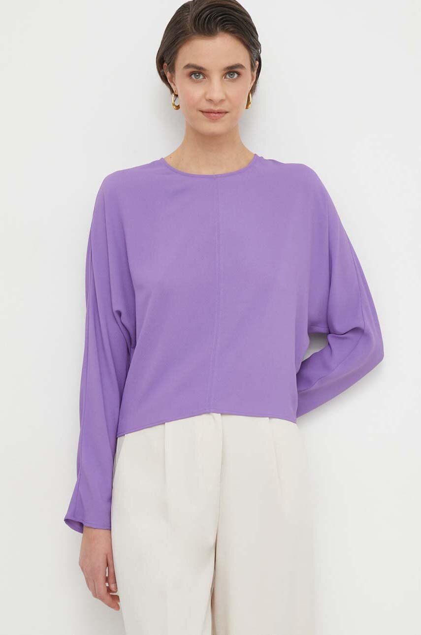 Sisley bluza femei, culoarea violet, neted